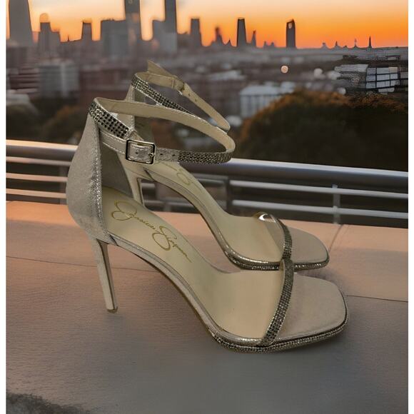 Jessica Simpson Ostey Heeled Sandals Womens Size 10.5 Champagne Rhinestone NEW - Picture 14 of 15